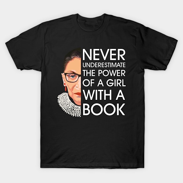 Never Underestimate The Power Of A Girl With A Book T-Shirt by oyshopping